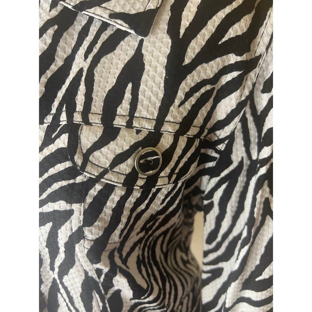 Chicos Zebra Print Jacket Black White Animal Print Button Front Size 2 - Picture 10 of 11
